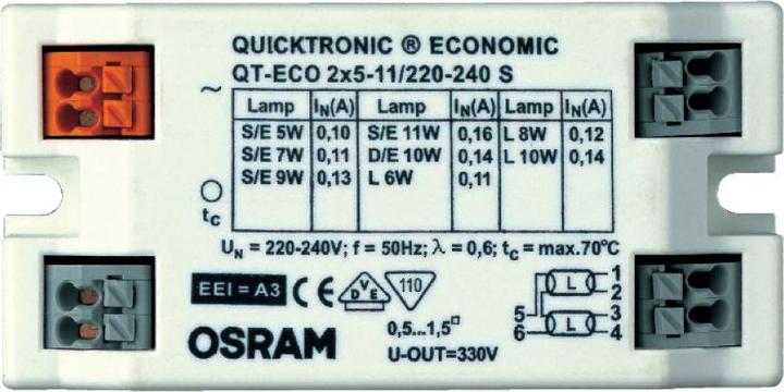 Produktbild Osram QTRONIC Eco ECG 2x5-11/220-240 Ssq