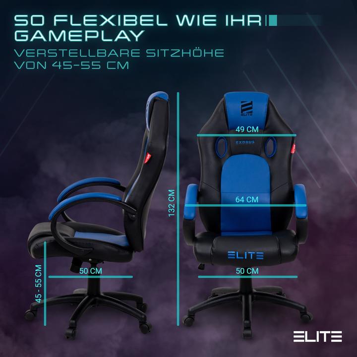 Image du produit Elite Chaise de jeu EXODUS Chaise de bureau ergonomique Chaise de direction Fauteuil de course Gaming-