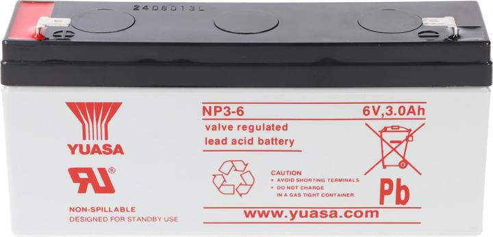 Actual product image Yuasa NP3-6 Akku Blei PB 6 Volt 3Ah Faston 4,8mm (6 V, 3 Ah)