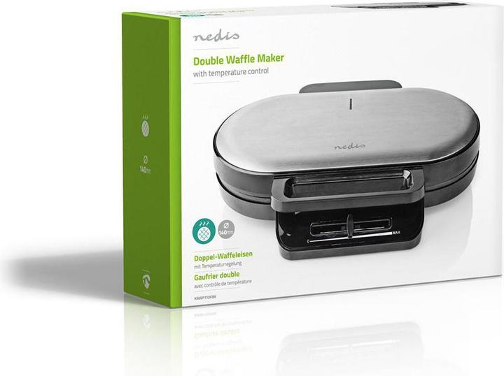 Actual product image Nedis Waffle iron 2 x 5 Heart shaped waffles 12 cm 1200 W plastic/metal (EU plug)
