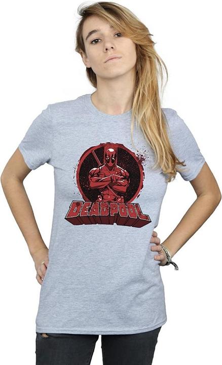 Produktbild Deadpool Arme gekreuzt Logo Boyfriend TShirt (M)