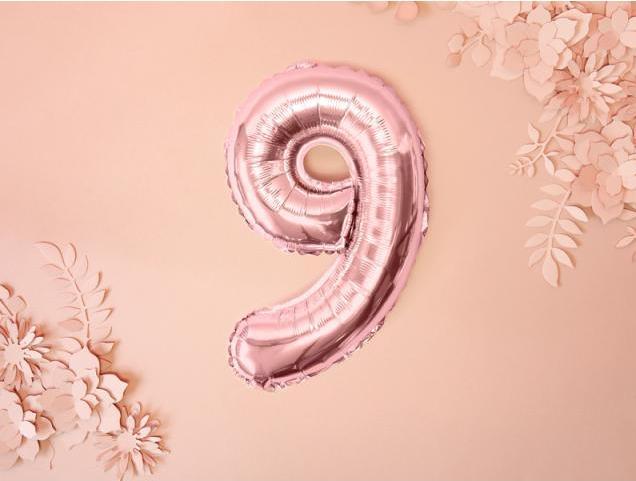 Produktbild Partydeco Zahlenballon Folie 9 Rose Gold 35-40 cm (1 x)