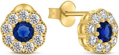 Brilio Silver - Elegant gold-plated earrings with zircons Flowers EA331YB