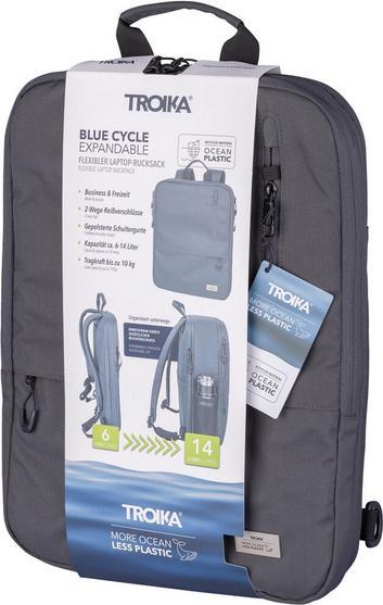 Actual product image Troika CYCLE EXPANDABLE Laptop-Rucksack aus recyceltem Meerenplastik, 100% rPET, dunkelgrau (14 l)