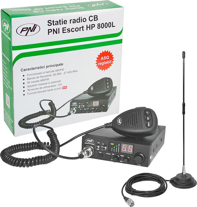 Produktbild PNI Paket CB ESCORT HP 8000L ASQ Radio + Extra 40 CB Antenne mit Magnet (Antennenadapter)