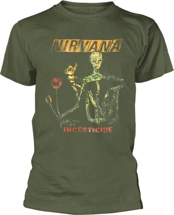 Nirvana T Shirt Reformant Incesticide Band Logo Official Mens Green S (S)