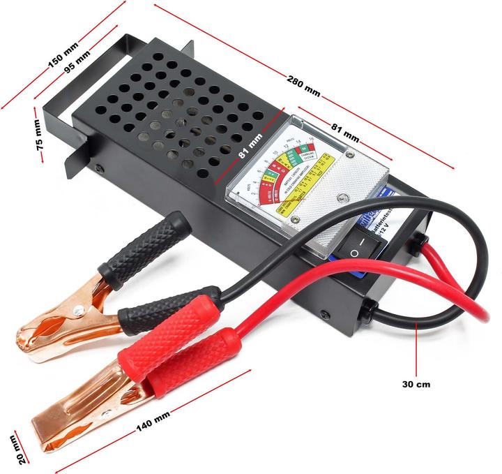 Produktbild Wiltec Batterietester 6/12V Batterieprüfer Batterie Akku Auto KFZ PKW Ladeprüfer