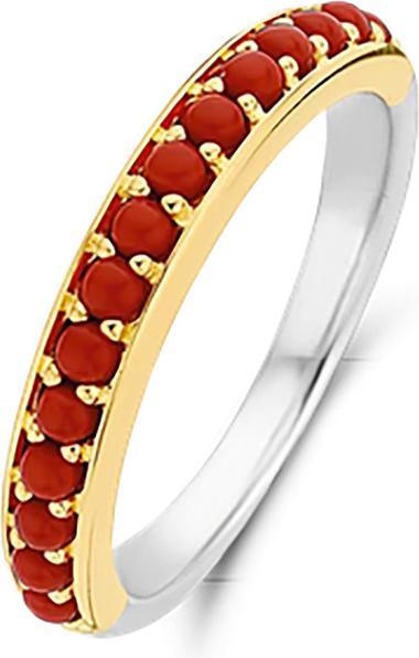 Ti Sento Milano Ring korallrot bicolor gelbvergoldet 12123CR (56, 925 Silber)