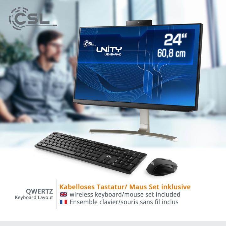 Actual product image CSL All-in-One-PC Unity U24B-AMD / 5700G / 1000 GB / 16 GB RAM / Win 11 Pro (AMD Ryzen 7 5700G, 16 GB, 1000 GB, AMD Radeon Graphics)