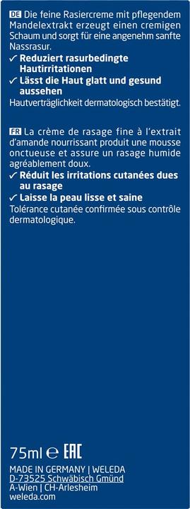 Nutritional values and ingredients Weleda Rasiercreme (75 ml, Shaving cream)