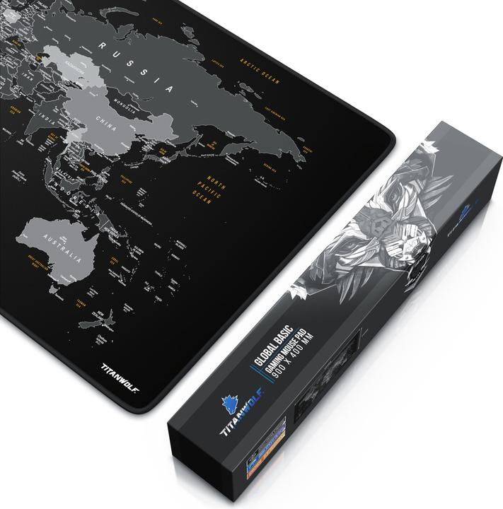 Actual product image Titanwolf Gaming Mouse Pad XXL, smooth fabric, speed mouse mat 900 x 400mm large surface, world map global (XXL)