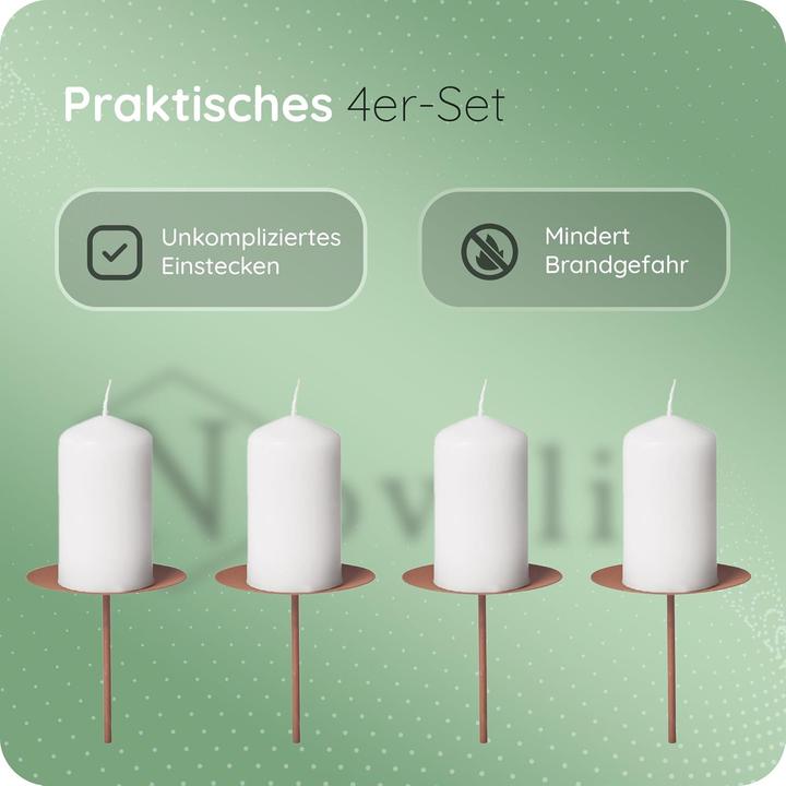 Actual product image Novaliv 8x Candle Pick | Spike, 12 cm ROST | Candle Holder for Advent Wreath Candle Pin Christmas Wreath (12 x 12 x 12 cm)