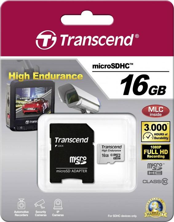 Image du produit Transcend haute endurance (16 Go, microSDHC, U1, UHS-I)