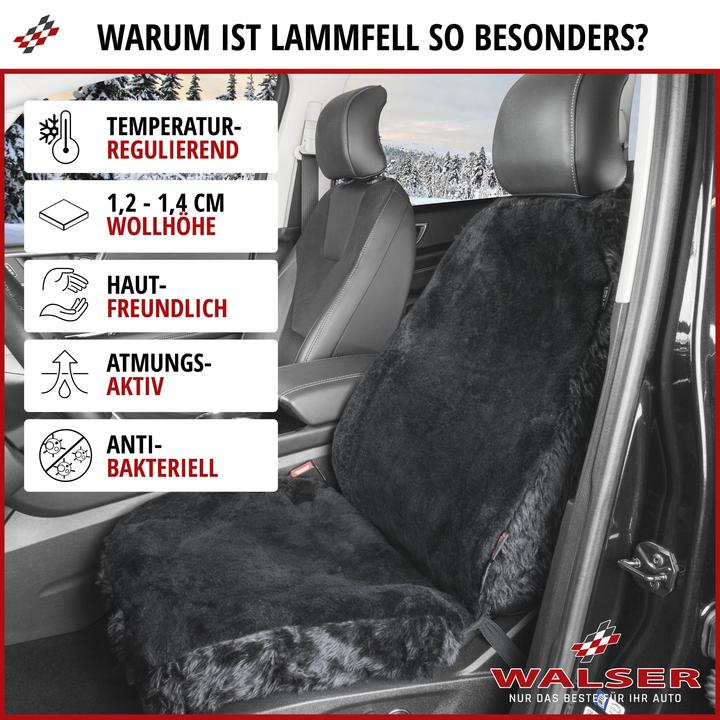 Produktbild Walser Autositzbezug Monette Lammfell und Webpelz 12-14 mm schwarz Zipp-It