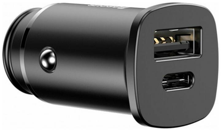 Image du produit Baseus Chargeur de voiture métallique carré USB/TypeC (30W)
