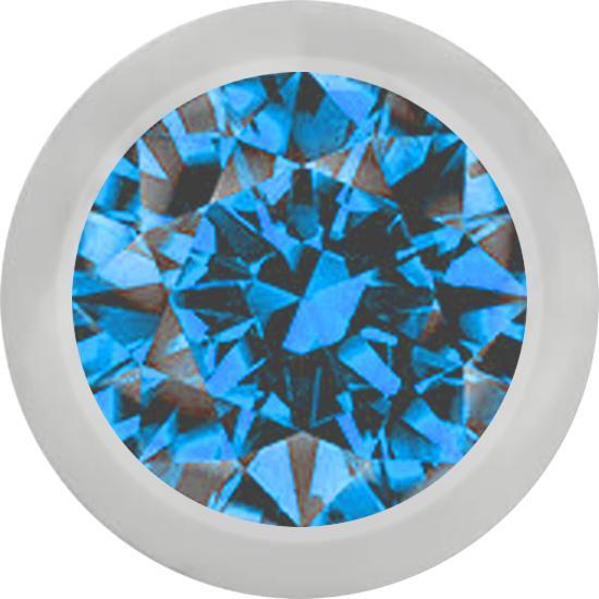 Star Piercing Kugel silber mit Kristall hellblau (ohne Messing, Chirurgenstahl 316L)