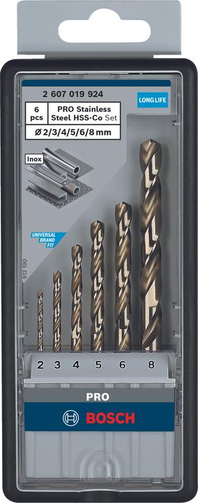 Produktbild Bosch Professional Zubehör PRO Stainless Steel HSS-Co Spiralbohrer-Set, 6-tlg. (2 - 8 Millimeter)