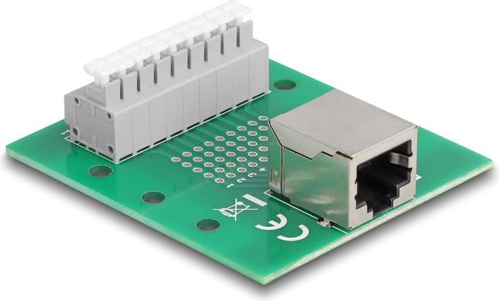 Produktbild Delock RJ45 Buchse zu Terminalblock mit Drucktaster für Hutschiene