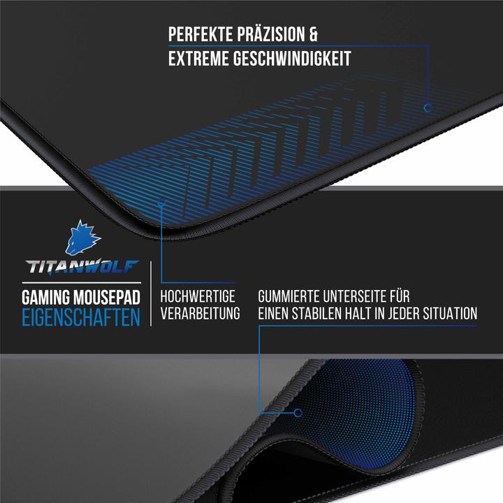 Actual product image Titanwolf Gaming Mouse Pad XXL, smooth fabric, speed mouse mat 900 x 400mm large surface, Vector Blue (XXL)