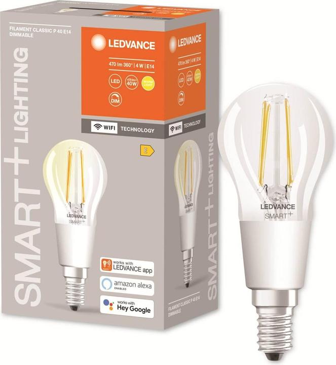 Produktbild Ledvance Smart+ Wifi Filament Mini Bulb (E14, 4 W, 470 lm, 1 x, E)