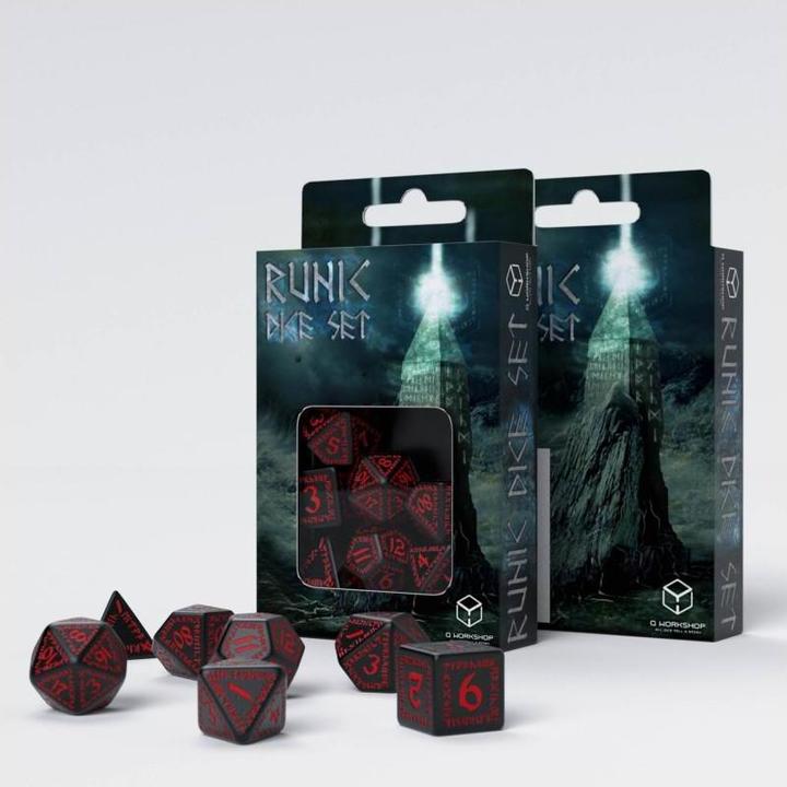 Actual product image Q Workshop SRUN06 - Runic schwarz & Rot Würfelset (7)