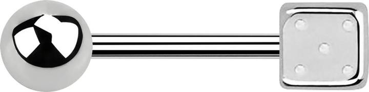 Star Piercing Barbell silber mit Kugel und Würfel (Chirurgenstahl 316L, ohne Messing)