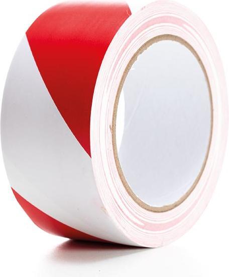 Perel Nastro segnaletico in PVC 5cm x 33m - rosso/bianco (50 mm)