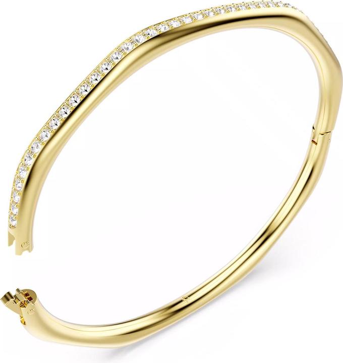 Immagine prodotto Swarovski Dextera Armreif Achteckform Rundschliff Weiss Goldlegierungsschicht (17 cm, Metallo Swarovski)