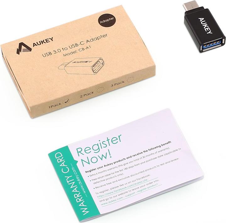 Produktbild Aukey USB C to USB 3.0 Adapter (USB 3.0, 2.80 cm)