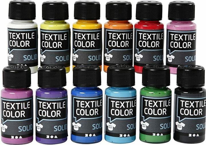 Immagine prodotto Creativ Company Dekkende Textielverf - Set van 12 Kleuren, 50ml (Colori assortiti, 50 ml)