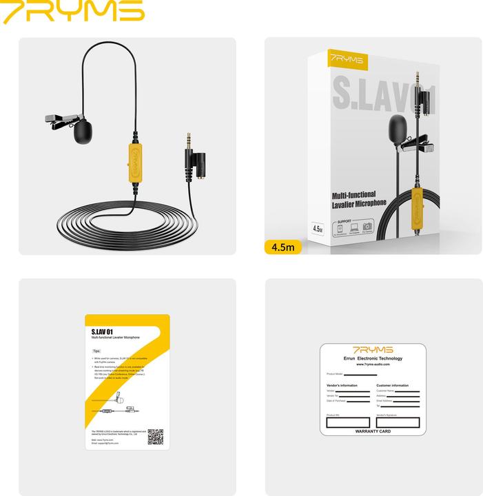 Immagine prodotto 7Ryms Microfono lavalier multifunzionale (4.5m)