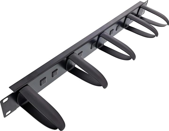 Produktbild InLine 19" Kabelführungspanel, 5 Kunststoffbügel abnehmbar, RAL 9005, schwarz
