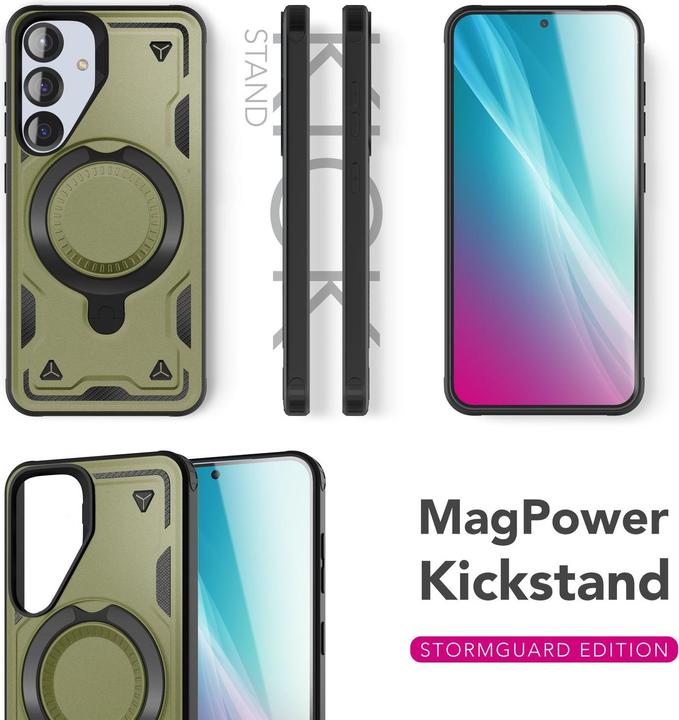 Produktbild Nalia Stormguard - Stossfeste Armor Ring Hülle für MagSafe - Military Kickstand Hardcase (Samsung Galaxy S25)
