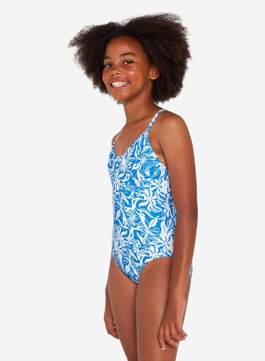 Image du produit Olaian Maillot de bain une pièce surf bretelles croisées Fille - 500 Caly bleu et blanc