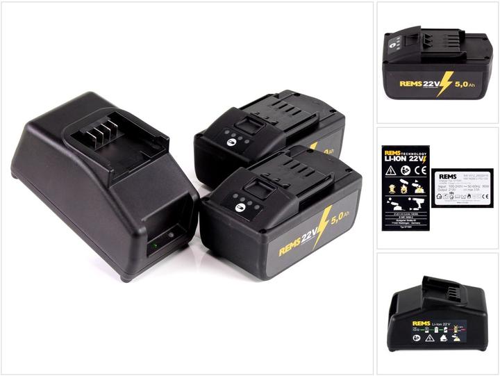 Rems Kit batterie Power Pack 21,6V (22V max) avec 2x batterie 5,0Ah + chargeur 90W ( 571591 )