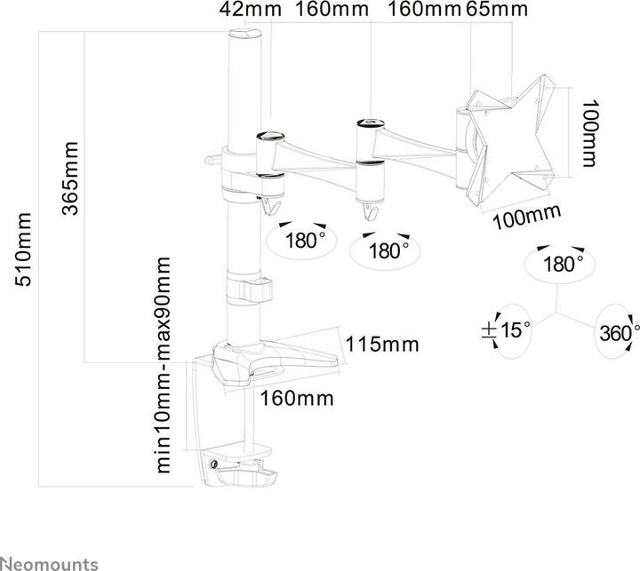 Image du produit Neomounts FPMA-D1330SILVER Support de bureau pour écran (Tables, 30")