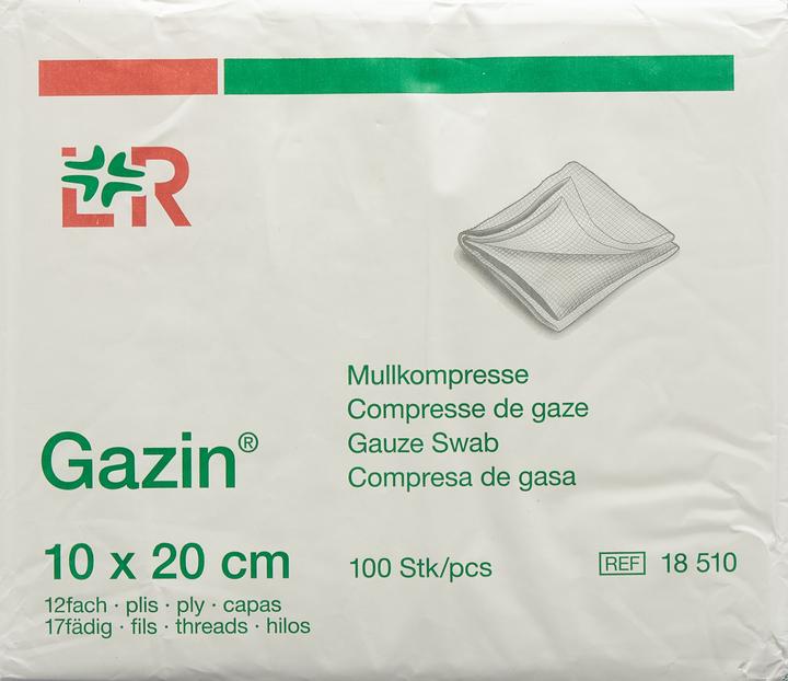 Actual product image Gazin Mullkompressen 10x20cm 12-fach/17 fädig mit RK