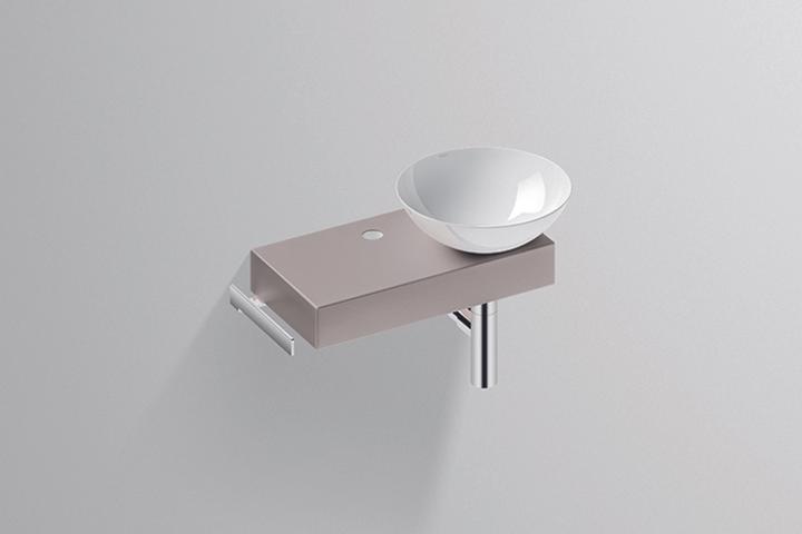 Produktbild Alape Piccolo Novo Waschplatz, B/H/T 555/400/320, Schalenbecken weiss, rechts, 1 Hahnloch, Konsole m