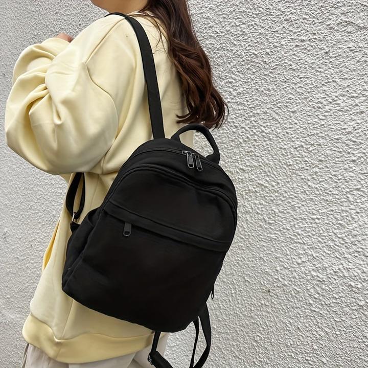 Actual product image Only-Bags.Store Casual backpack, suitable for high school and college students, solid colour canvas backpack