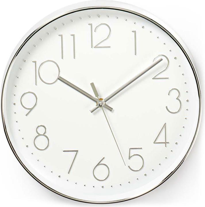 Nedis CLWA015PC30GD Kreisförmige Wanduhr, Durchmesser von 30 cm, Leicht ablesbare Ziffern, Gold (30 cm)