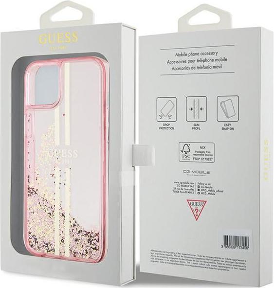 Image du produit Guess GUHCP15MLFCSEGP iPhone 15 Plus / 14 Plus 6.7" różowy/pink hardcase Liquid Glitter Gold Stripes (Apple iPhone 15 Plus, Apple iPhone 14 Plus)