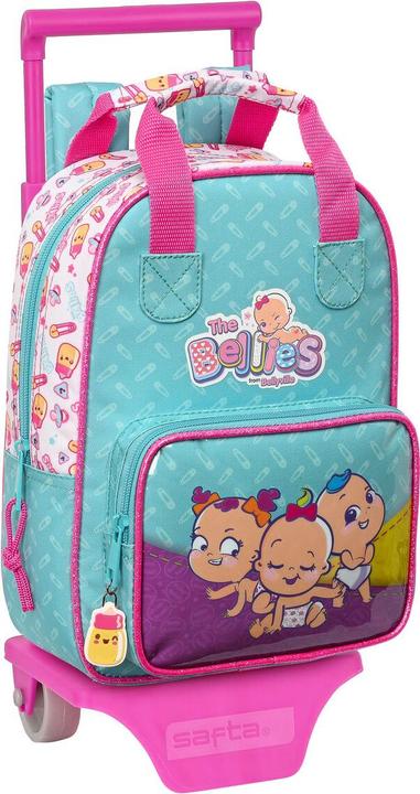 The Bellies Schulrucksack mit Rädern 20 x 28 x 8 cm Lila türkis Weiss