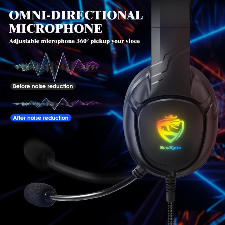Produktbild PhoneLook SOULBYTES S20 RGB Gaming Headset mit Surround-Sound Mikrofon für PS4 / PS5 / XBOX / PC 3.5 mm (Kabelgebunden)