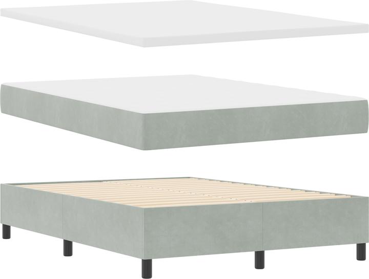 Produktbild VidaXL Boxspringbett Mit Matratze & Led Samt Hellgrau (140 x 190 cm)