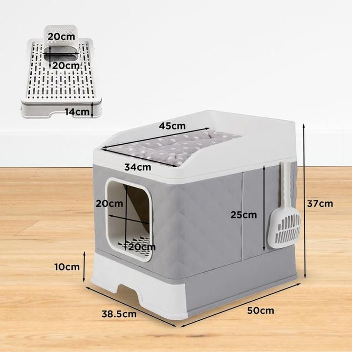 Produktbild Hermex Katzen-WC und Bett Katzentoilette XXL-Katzenklo mit Deckel Streukiste (Katzenklo geschlossen)