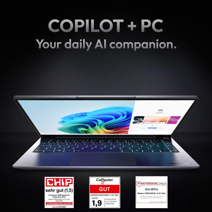 Immagine prodotto Medion SPRCHRGD14 S1 ELITE 62636 - 14" 2,8K, Snapdragon X Elite X1E-78-100, 32GB RAM, 1TB SSD, Windo (14", Snapdragon X Elite X1E-78-100, 32.77 GB, 1000 GB)