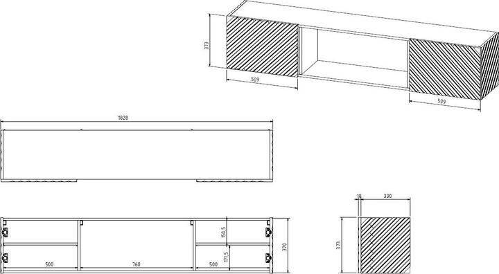 Nährwerte und Zutaten Cama RTV Schrank LARA 183x35x37 schwarz matt + weisser Kamin (183 x 35 x 37 cm)