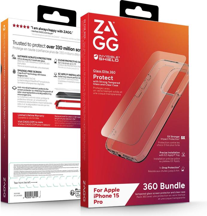 Produktbild Zagg Invisibleshield Bndl Glass (1 Stück, Apple iPhone 15 Pro)