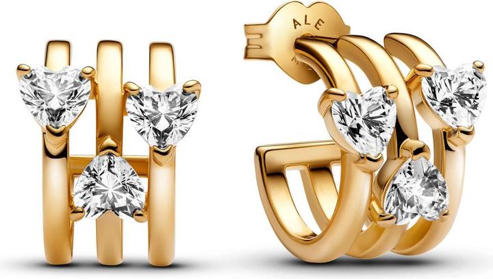 Pandora Triple heart hoop Earrings Triple heart hoop Earrings (Vergoldet, 925 Sterling Silber)