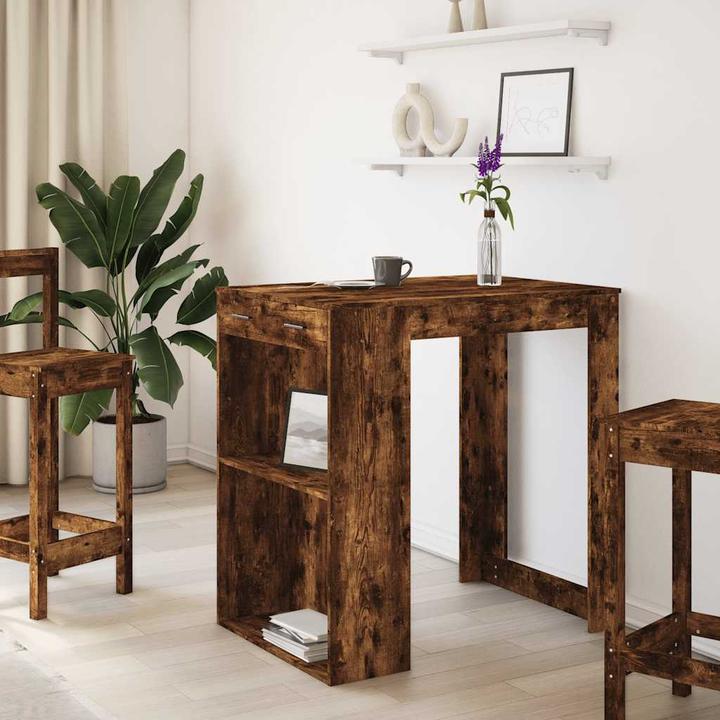 Immagine prodotto VidaXL Tavolo da bar Tavolo alto Tavolo da appoggio Tavolo da cucina Rovere fumé Materiale in legno